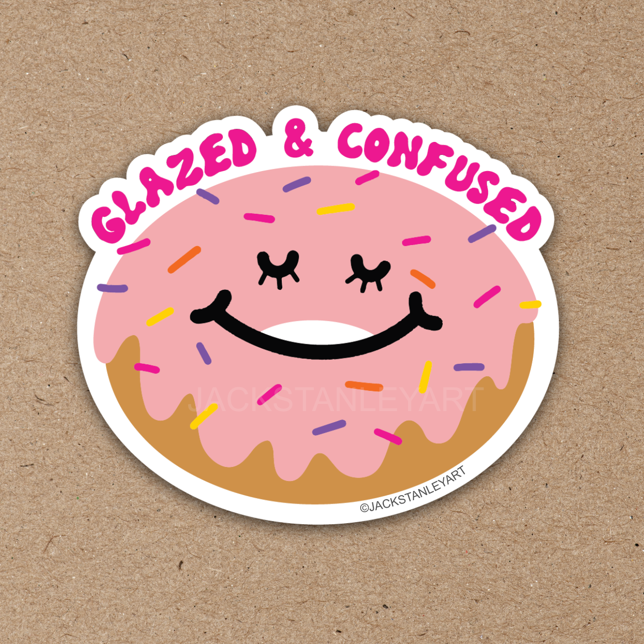 Glazed & Confused Donut - Vinyl Sticker