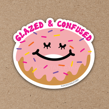 Glazed & Confused Donut - Vinyl Sticker