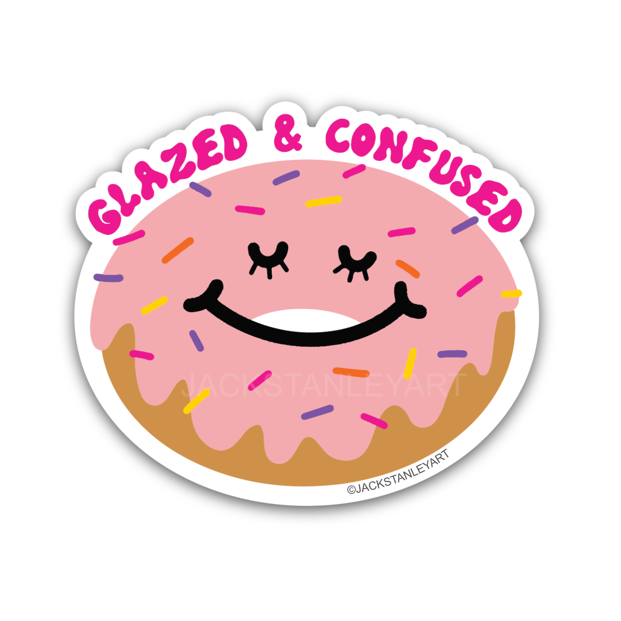 Glazed & Confused Donut - Vinyl Sticker